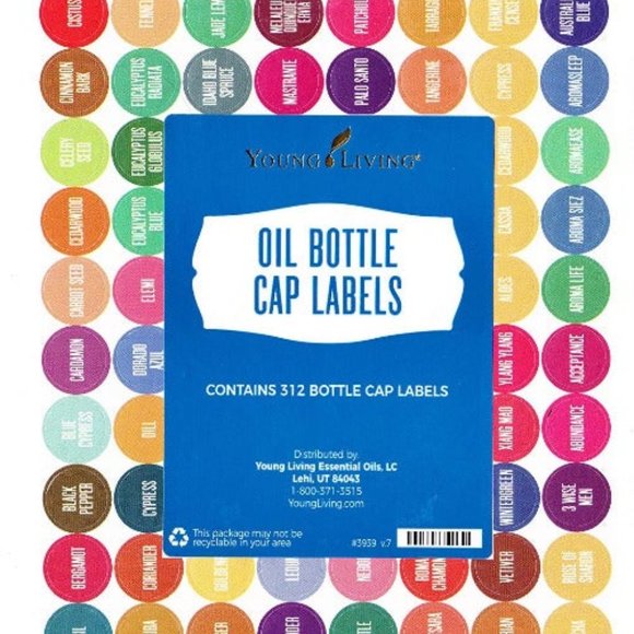 Young Living Essential Oils Bottle Cap Labels - Picture 1 of 3